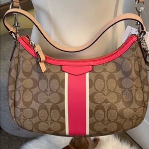 NWT Coach monogram and hot pink crossbody bag